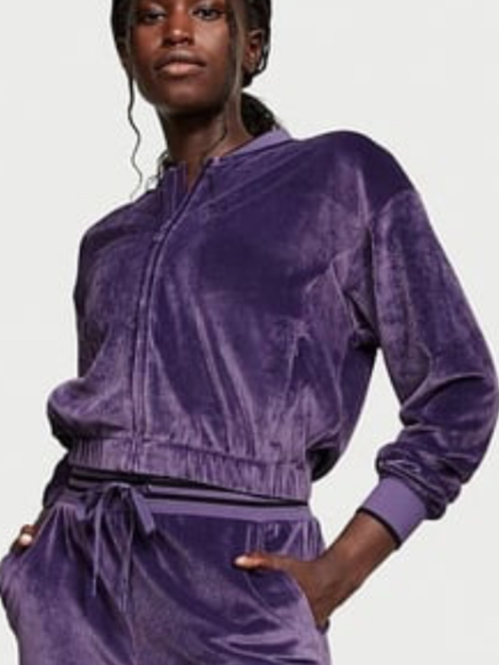 Victorias Secret Velour Ribbed Corduroy Bomber Jacket
